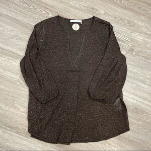 Monari Italy Relaxed Fit Lurex Knit Top Made with Swarovski Crystal Cut Sleeves